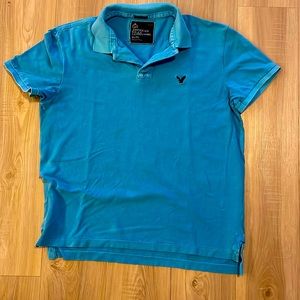 American eagle blue polo shirt
